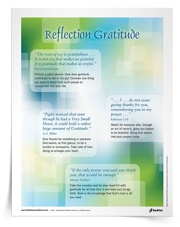 <em>Reflection on Gratitude</em> Handout