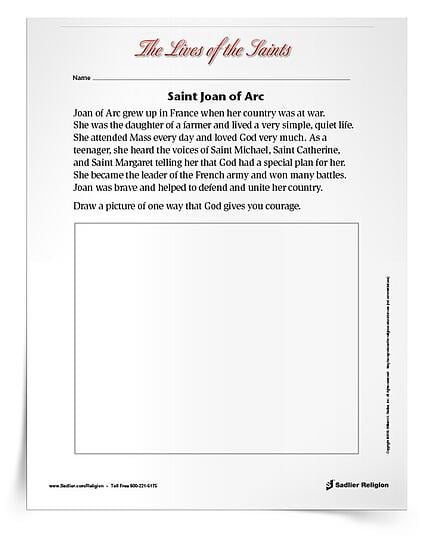 Download a primary activity in English or Spanish to celebrate the feast day of Saint Joan of Arc.