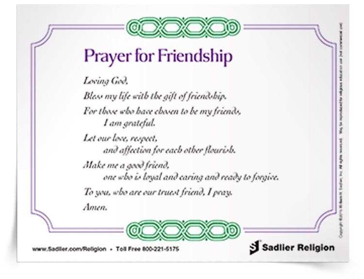 Prayer for Friendship Prayer Card | Download | Sadlier Religion