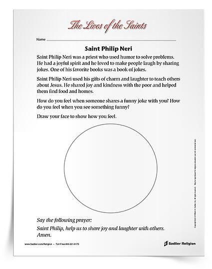 Download a primary activity in English or Spanish to celebrate the feast day of Saint Philip Neri. 
