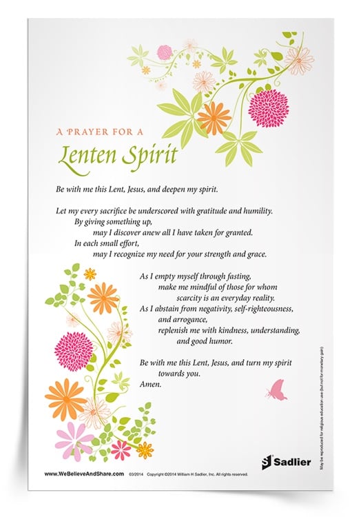<em>Prayer for a Lenten Spirit</em> Prayer Card