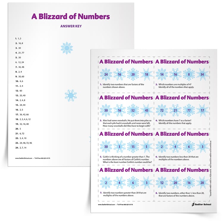<em>Blizzard of Numbers Factors and Multiples</em> Math Game
