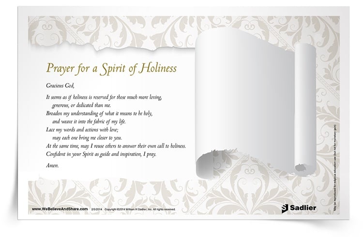 <em>Prayer for a Spirit of Holiness</em> Prayer Card