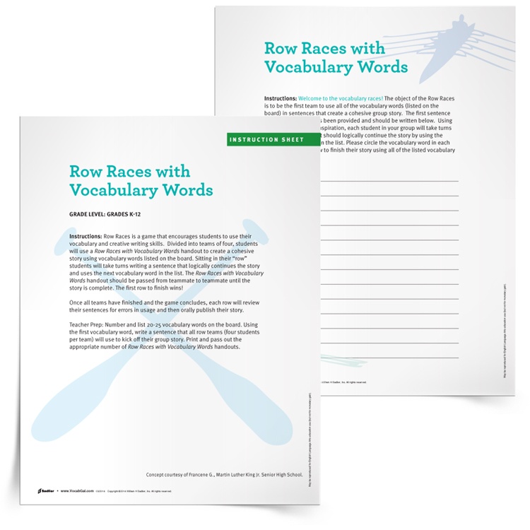 17 Printable VocabularyBuilding Games