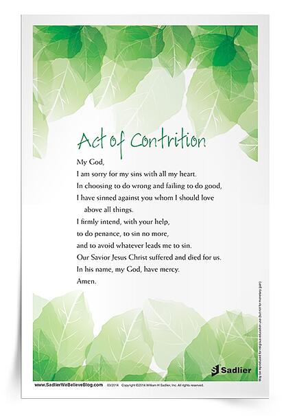 First Penance Prayer Card  This printable Act of Contrition Prayer Card supports those preparing to celebrate the Sacrament of Penance for the first time or any time.
