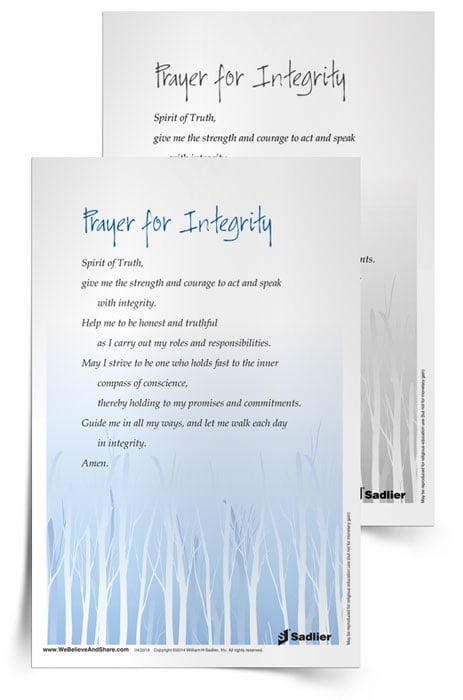 <em>Prayer for Integrity</em> Prayer Card